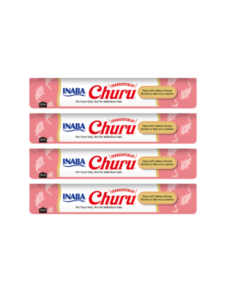 CHURU GATO SABOR ATÚN Y SALMÓN 4 TUBOS