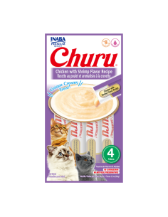 CHURU GATO SABOR POLLO Y CAMARÓN 4 TUBOS