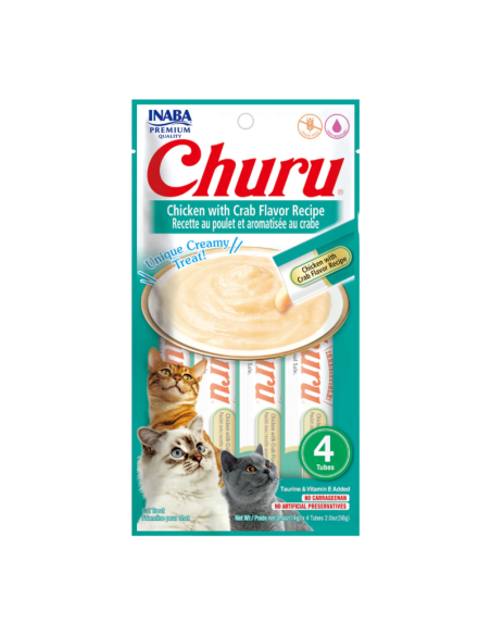 CHURU GATO SABOR POLLO Y CANGREJO 4 TUBOS