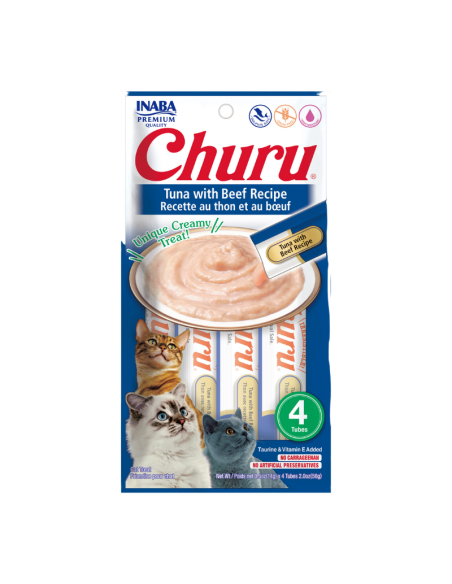 CHURU GATO SABOR ATÚN Y CARNE 4 TUBOS