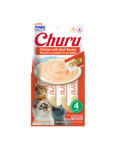 CHURU GATO SABOR POLLO Y CARNE 4 TUBOS