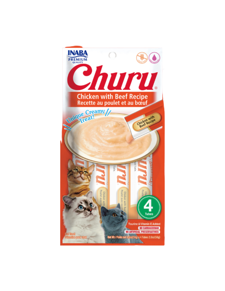 CHURU GATO SABOR POLLO Y CARNE 4 TUBOS