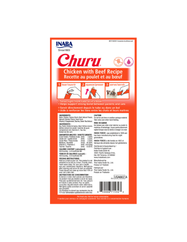 CHURU GATO SABOR POLLO Y CARNE 4 TUBOS