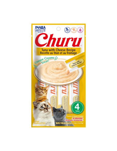 CHURU GATO SABOR ATÚN Y QUESO 4 TUBOS