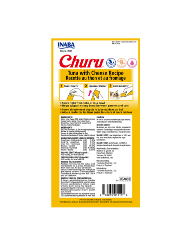 CHURU GATO SABOR ATÚN Y QUESO 4 TUBOS