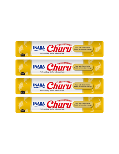 CHURU GATO SABOR ATÚN Y QUESO 4 TUBOS