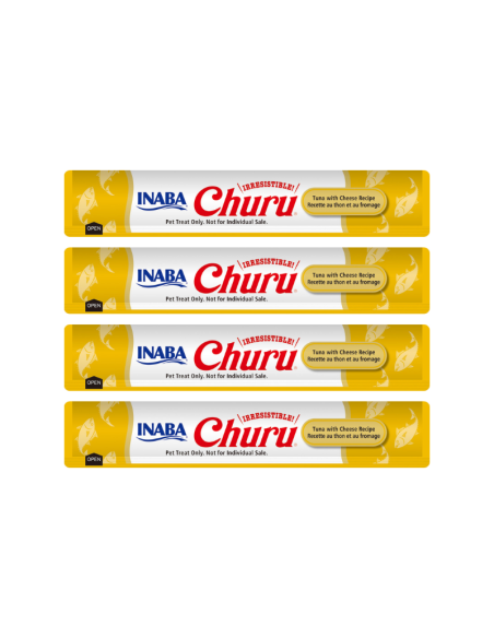 CHURU GATO SABOR ATÚN Y QUESO 4 TUBOS