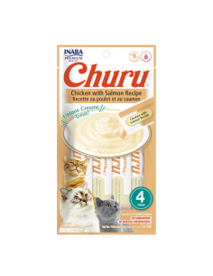 CHURU GATO SABOR POLLO Y SALMÓN 4 TUBOS