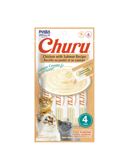 CHURU GATO SABOR POLLO Y SALMÓN 4 TUBOS