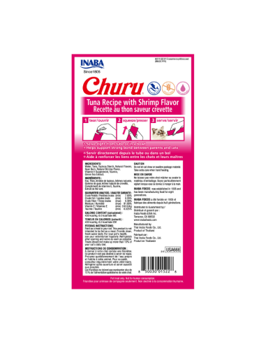 CHURU GATO SABOR ATÚN Y CAMARÓN 4 TUBOS
