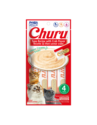 CHURU GATO SABOR ATÚN Y CANGREJO 4 TUBOS