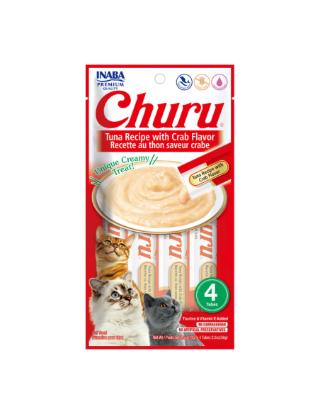 CHURU GATO SABOR ATÚN Y CANGREJO 4 TUBOS