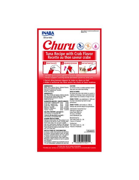 CHURU GATO SABOR ATÚN Y CANGREJO 4 TUBOS