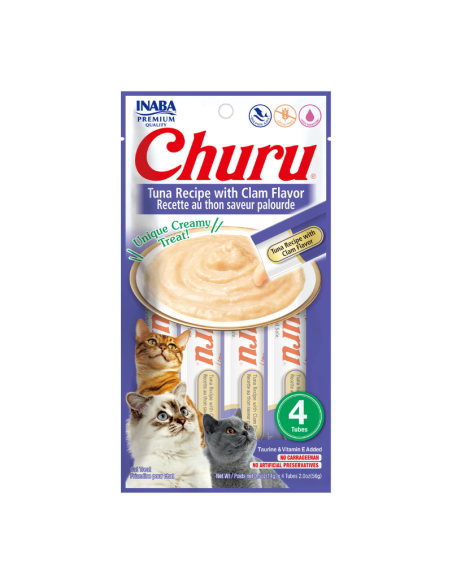 CHURU GATO SABOR ATÚN Y ALMEJA 4 TUBOS