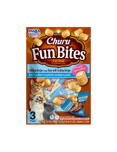CHURU GATO FUN BITES POLLO, ATÚN Y OSTIÓN 3 UNID