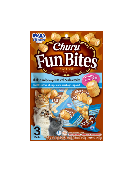 CHURU GATO FUN BITES POLLO, ATÚN Y OSTIÓN 3 UNID