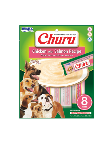 CHURU PERRO SABOR POLLO Y SALMON 8 UNID