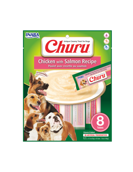 CHURU PERRO SABOR POLLO Y SALMON 8 UNID