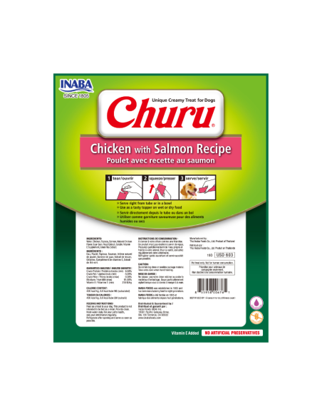CHURU PERRO SABOR POLLO Y SALMON 8 UNID