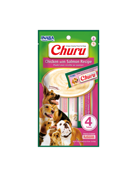 CHURU PERRO SABOR POLLO Y SALMÓN 4 UNID