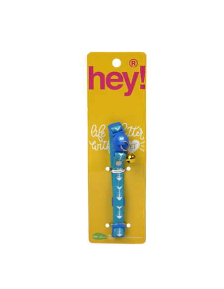 HEY! COLLAR GATO CELESTE PESCADO 20-32CM