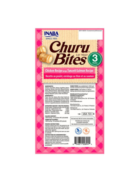 CHURU BITES WRAPS SABOR POLLO, ATUN Y SALMON 10 G x 3 UNID