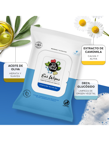PET HEAD HEALTH TOALLITAS OIDOS 3O UNID