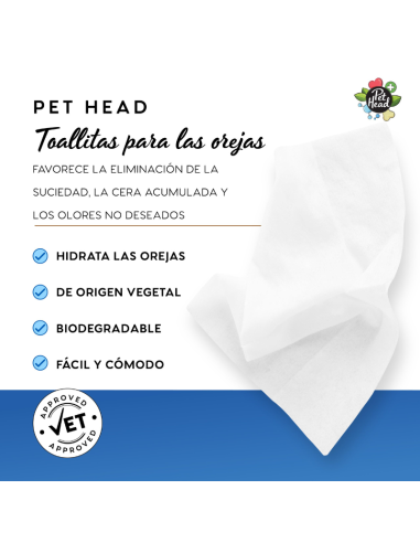 PET HEAD HEALTH TOALLITAS OIDOS 3O UNID