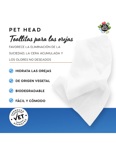 PET HEAD HEALTH TOALLITAS OIDOS 3O UNID