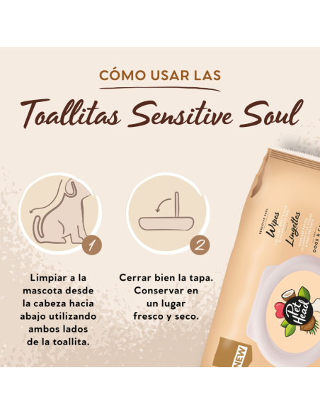 PET HEAD SENSITIVE SOUL TOALLITAS HÚMEDAS 100 UNID