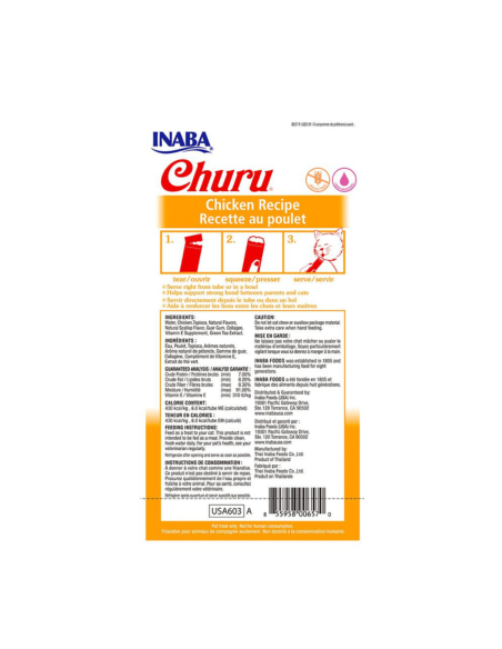 CHURU GATO KITTEN SABOR POLLO 4 UNID