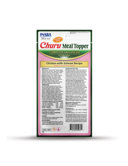 CHURU PERRO MEAL TOPPER POLLO Y SALMÓN 4 UNID