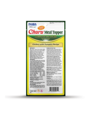 CHURU PERRO MEAL TOPPER POLLO Y CALABAZA 4 UNID