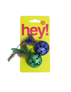 HEY! SET 2 PELOTAS CON PLUMAS PARA GATO