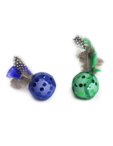 HEY! SET 2 PELOTAS CON PLUMAS PARA GATO
