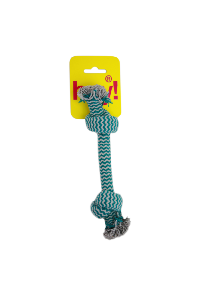 HEY! JUGUETE CUERDA CELESTE RAYAS PARA PERRO 23 CM