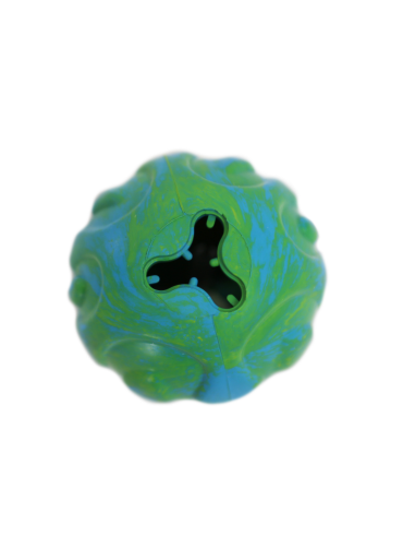 HEY! PELOTA GOMA CELESTE Y VERDE PARA SNACK 7,5 CM
