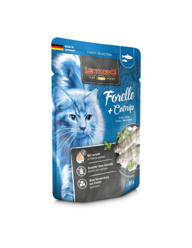 LEONARDO SOBRES TRUCHA Y CATNIP 85 GR X 16 UNID