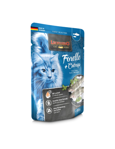 LEONARDO SOBRES TRUCHA Y CATNIP 85 GR X 16 UNID