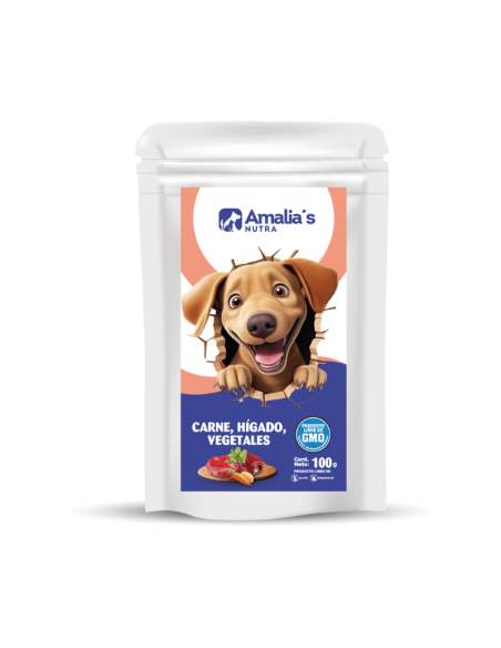 AMALIA'S NUTRA PERROS POUCH CARNE HÍGADO VEGETALES 100GR 1 UN
