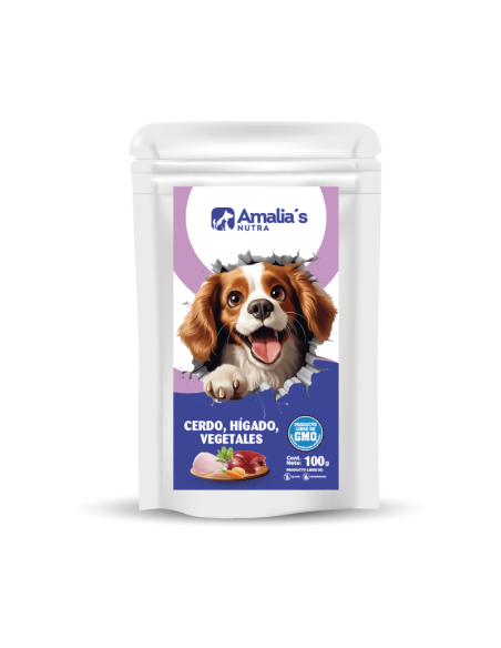 AMALIA'S NUTRA PERROS POUCH CERDO HÍGADO VEGETALES 100GR 1 UN