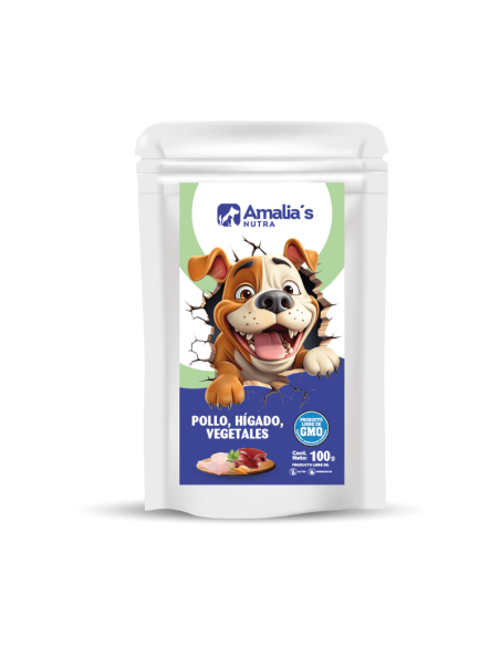 AMALIA'S NUTRA PERROS POUCH POLLO HÍGADO VEGETALES 100GR 1 UN