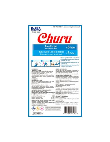 CHURU GATO VARIEDADES SABOR ATÚN Y OSTIÓN 10 TUBOS