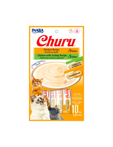 CHURU GATO VARIEDADES POLLO Y OSTIÓN 10 TUBOS